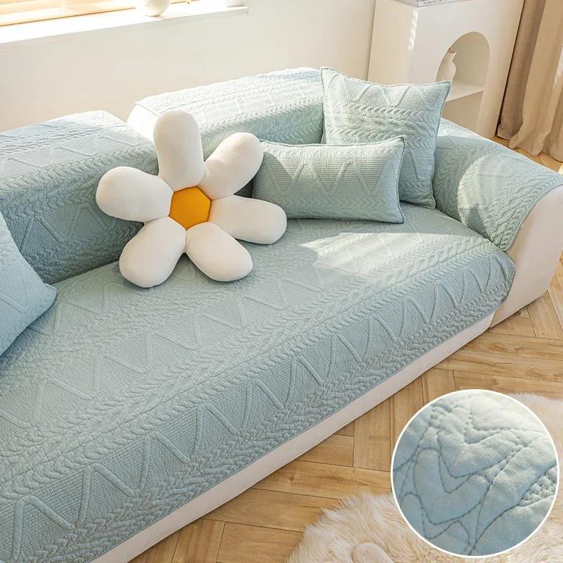Luxury Sofa Cushion Cover Non-Slip Jacquard Cotton Sofa Mat Towel Nordic Couch Slipcover Home Living Room Furniture Protector
