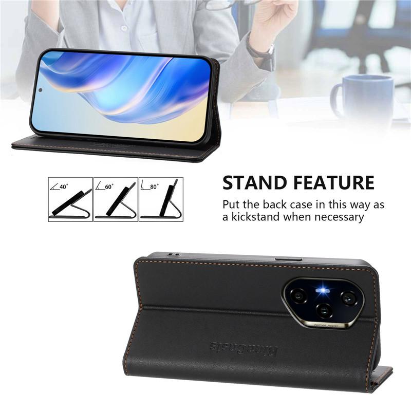 Luxury Anti-thef Wallet Flip Cover Phone Case For Honor 300 Ultra 200 Pro 90 Smart Lite 5G Leather Cases Magnet Solid Color Capa