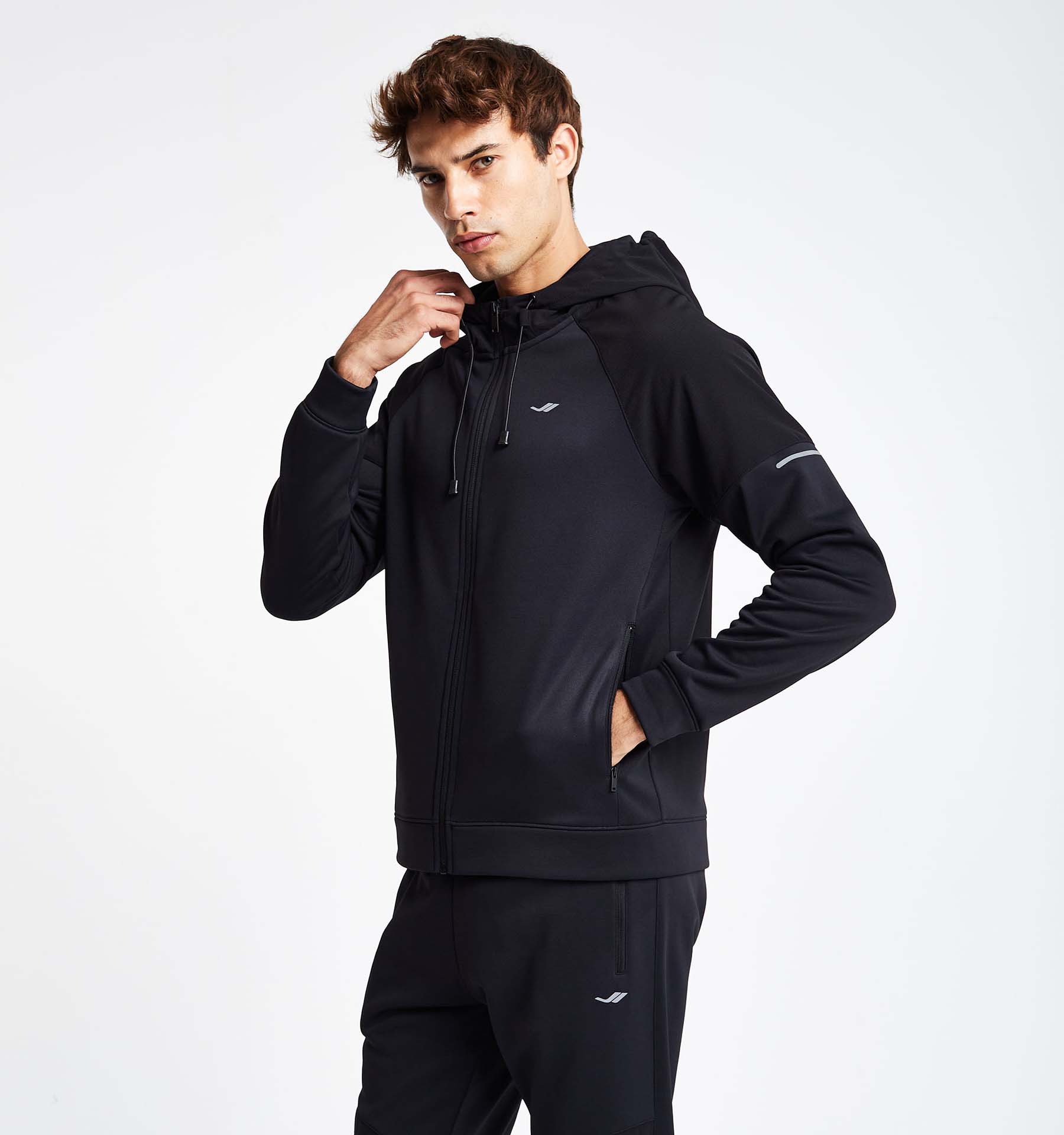 

Мужская толстовка с капюшоном на молнии 24N-1117 XL чёрный