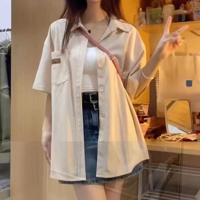 Women's Short Sleeved Shirts Japanese Sweet American Cardigan Blouses Summer Loose Casual Fashion Ladies Clothing