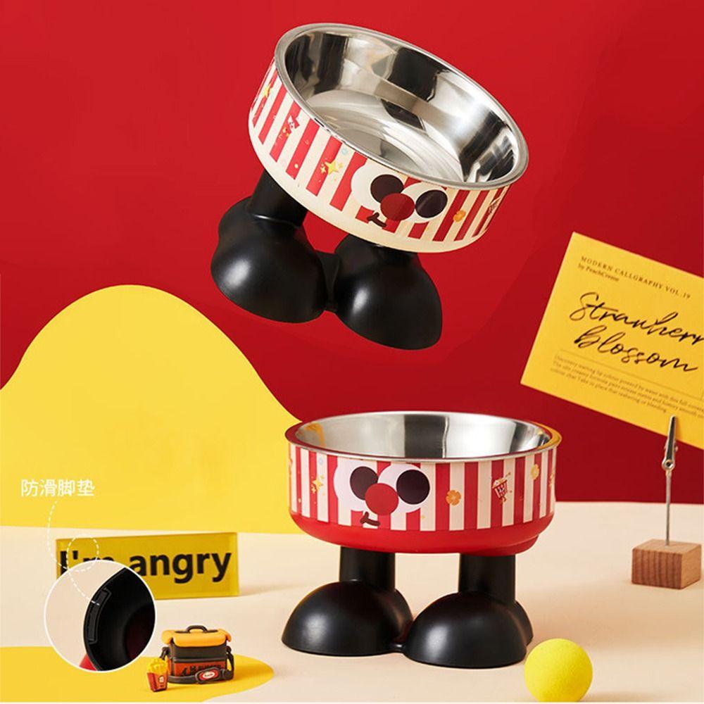 Simple Cartoon Cute Cat Food Bowl High-legged Large Capacity Pet Feeding Bowl Non-Slip Household Puppy Water Feeder Pet Supplies