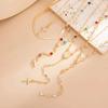 SHIXIN 5 Stück/Set Mode Y-förmige Bunte Kristall Schlüsselbein Kette Damen Boho Exquisit Gold Farbe Kreuz Anhänger Halskette Schmuck