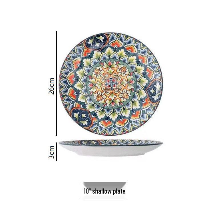 European Bohemian Ceramic Noodle Bowl and Plate Set - Creative Tableware with Unique Design