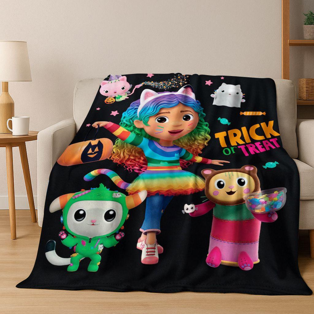 2026 New Cartoon Gabbys Dollhouse Girl Gift Flannel Blanket,Warm and Cozy Soft Throw Blanket for Home Bedroom Bed Sofa Cover Kid