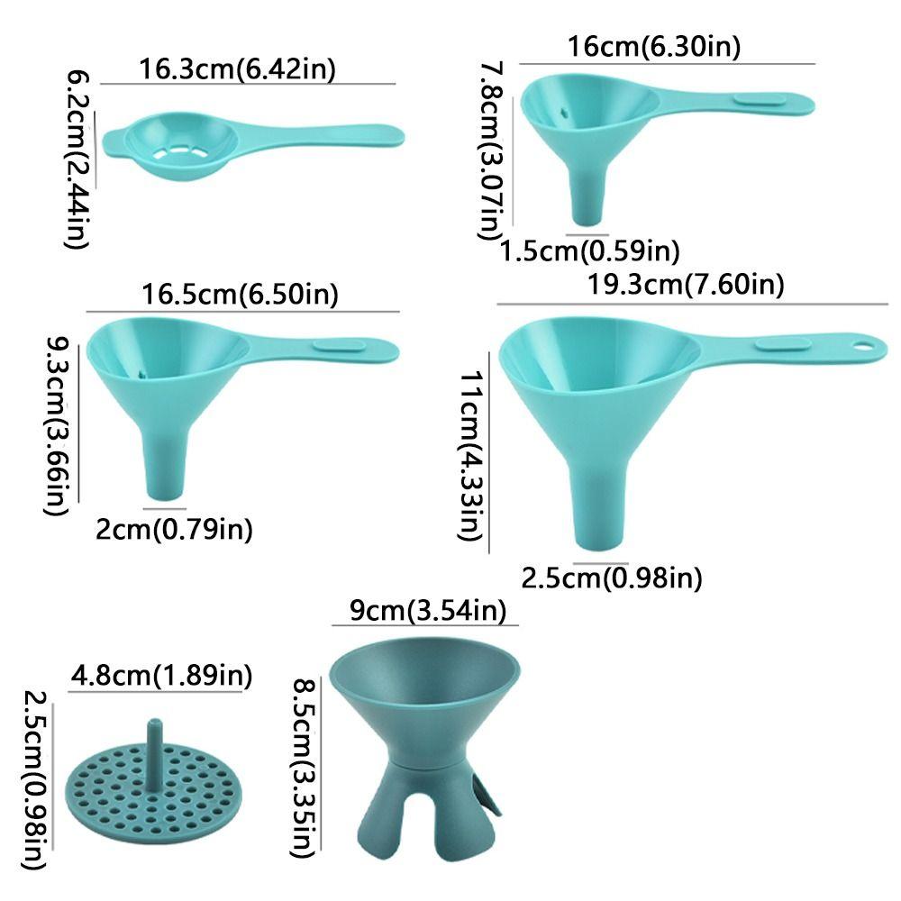 6 in-1 Kitchen Funnel Set BPA-Free Large Opening Oil and Wine Funnel Kit with Filter Strainer Food Grade Plastic