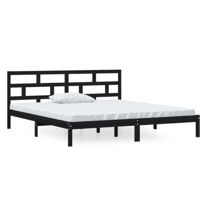 VidaXL Bed Frames Black Solid Pine Wood 140x190 Cm 3101202