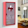 Lockable Medicine Cabinet, 3-Shelf 4-Tier, Glass Door, Cross Logo, 30 x 12 x 60 cm, Red Steel