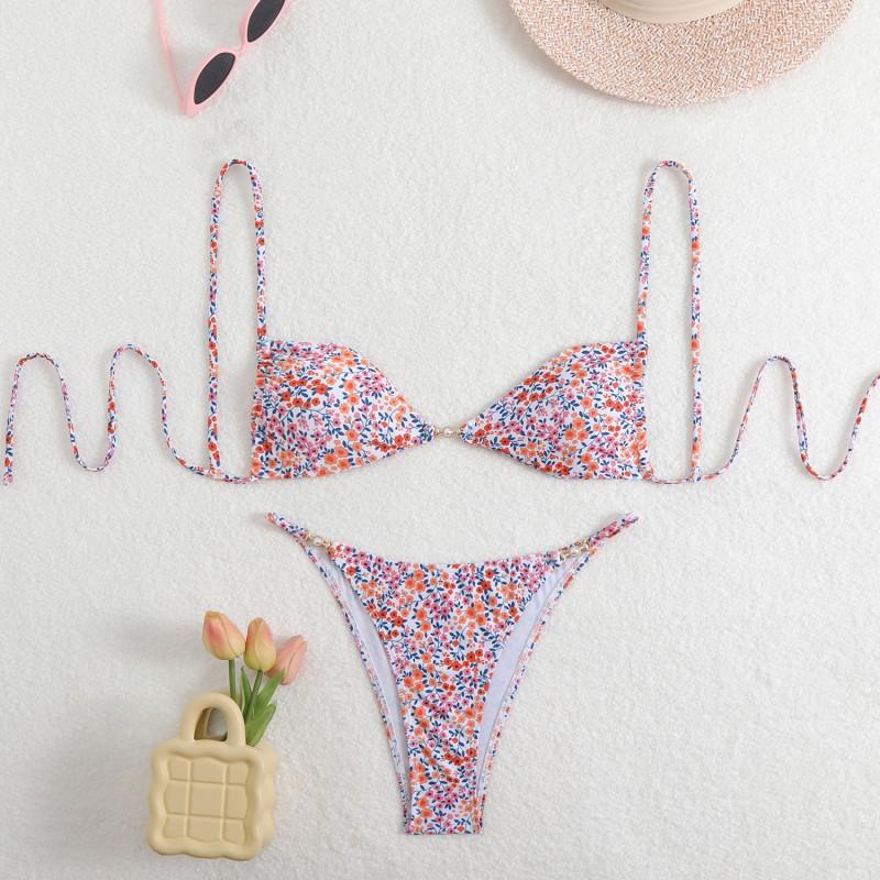 Leopard-print Sexy Bikini Suspender Swimsuit Women's High-class Beach Hot