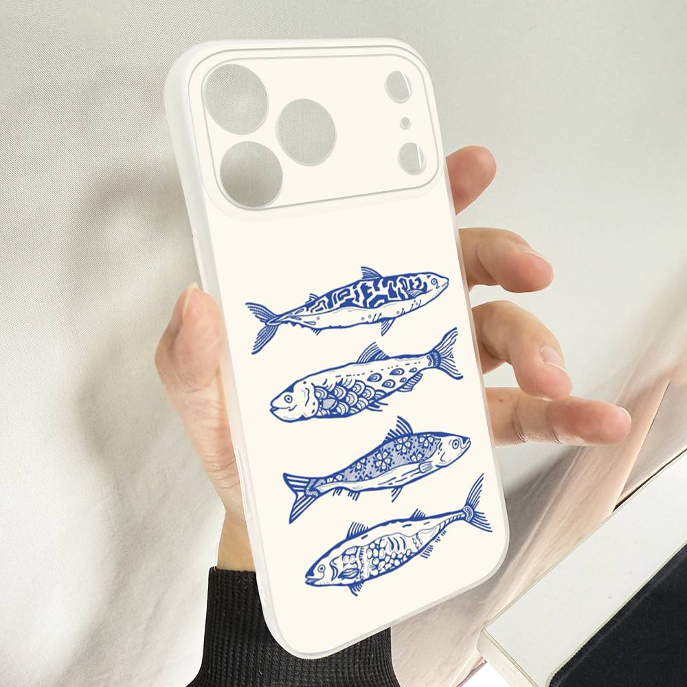 Sardines Fish Art Phone Case For iPhone 14,16,15,11,13,17,12,Air,Mini,Plus,E,Pro,Max Magnetic Magsafe Frosted Cover