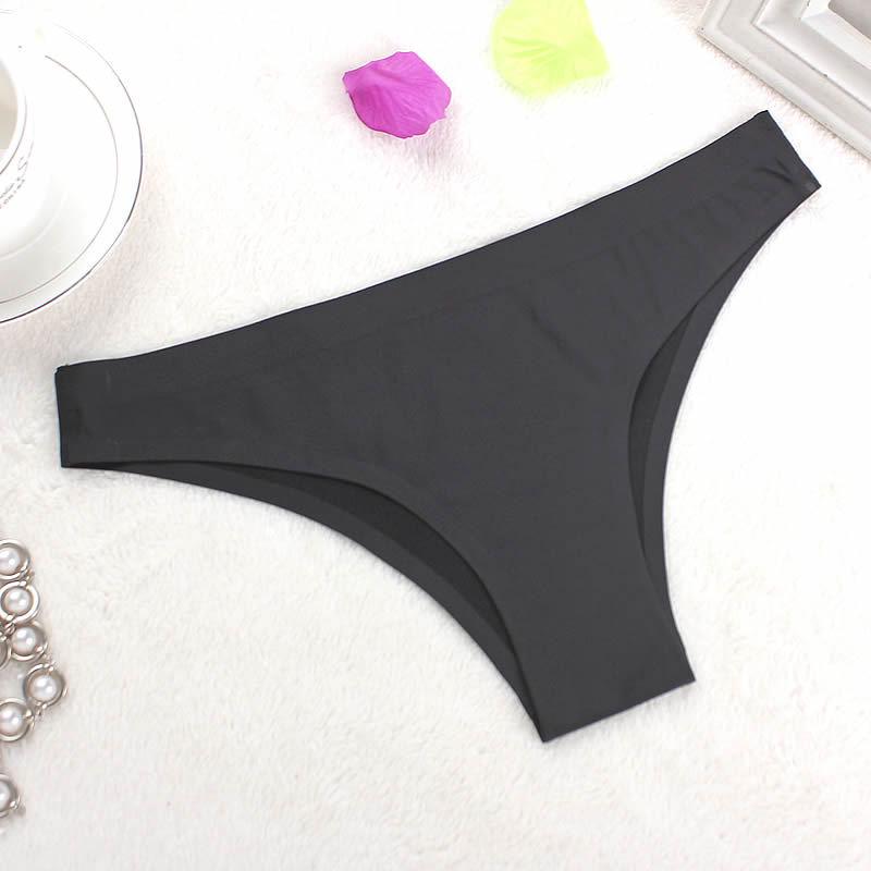 Seamless Ice Silk Mid-Rise One-Piece Triangle Bikini Thong 