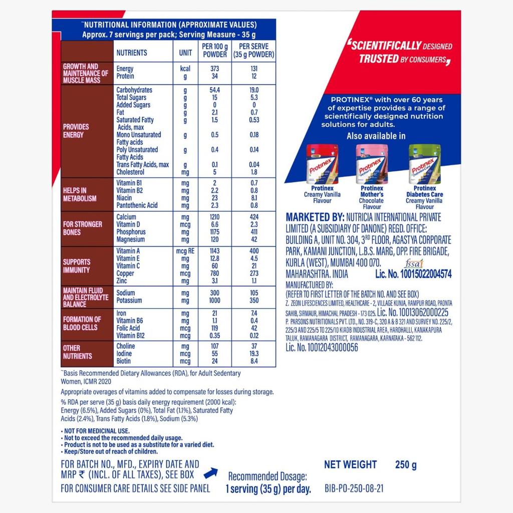 Protinex Rich Chocolate Nutritional Protein Mix For Adults 200 Gms BIB With 25 Vital Nutrients For Strength