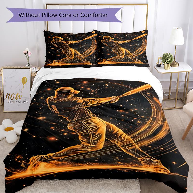 3pcs Baseball Bedding Set Duvet Cover Closure Includes 1 Duvet Cover & 2 Pillowcases, Soft and Comfortable for All Seasons.