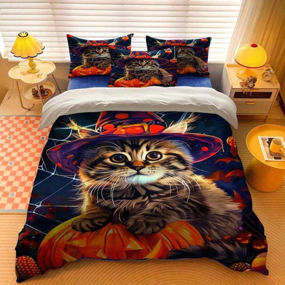 

3pcs Bedding Set Gentleman Cat 3D Print Comfotable Duvet Cover Set King Queen Twin Single Size Birthday Gift Bedroom Decoration EU Single 135x200cm