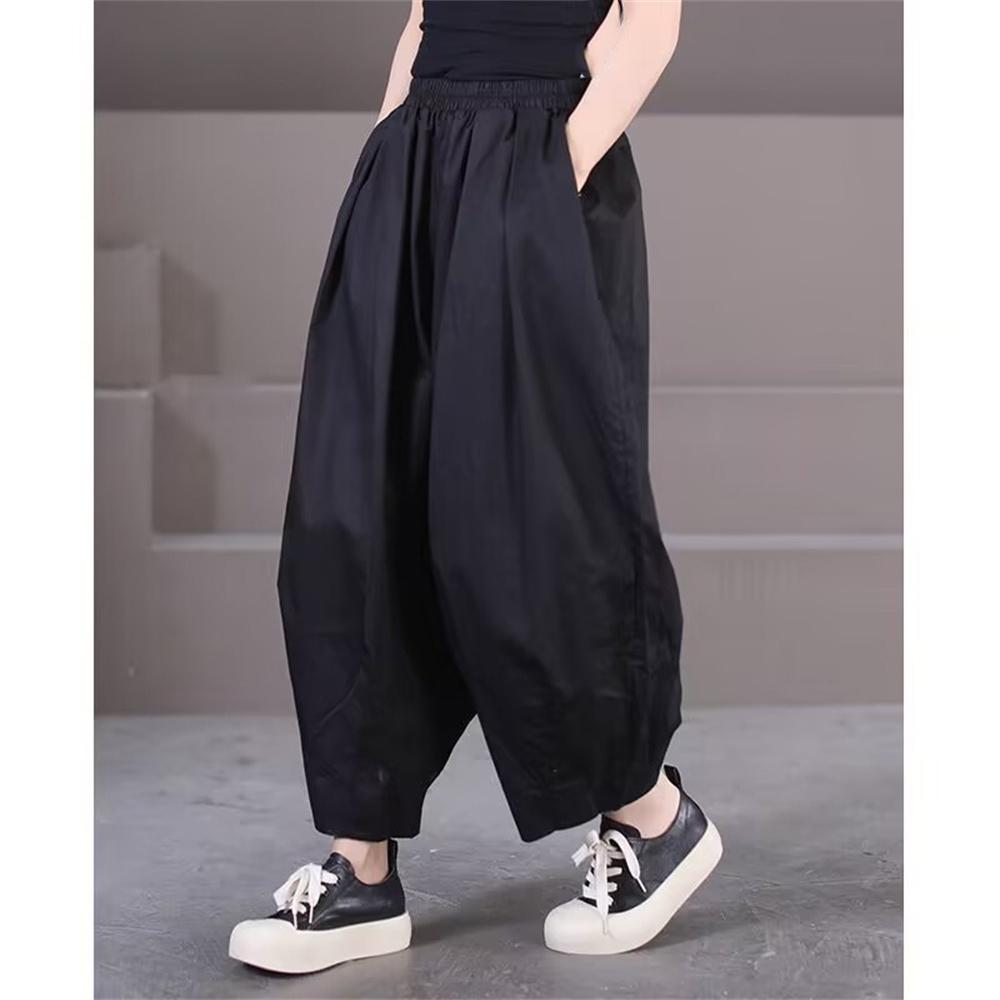 Korean Style Women Harem Pants Summer Vintage Solid Lantern Pants Casual Loose Female Wide Leg Pants Clothing