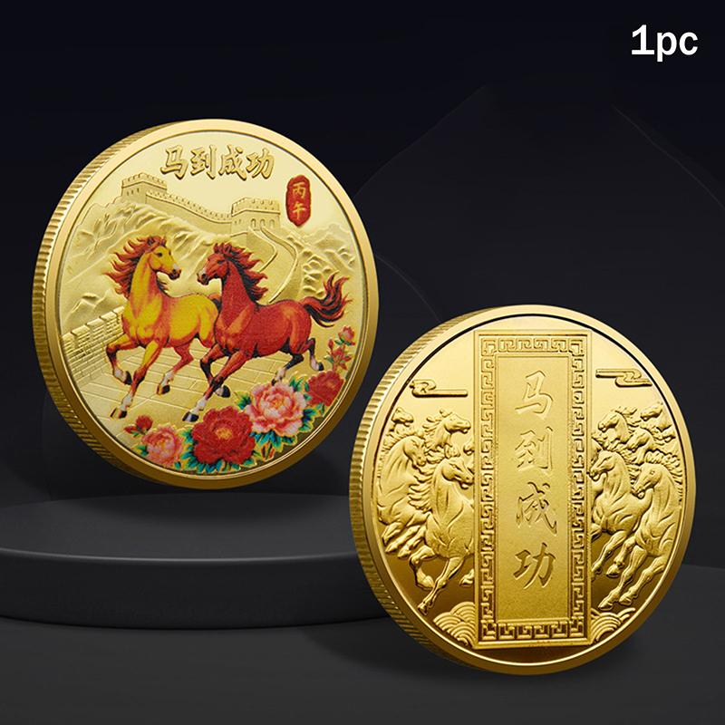 1Pc 40Mm Year Of The Horse Chinese Coins Lucky Animal Horse Commemorative Coins Metal Collection 2026 New Year Souvenir Gift
