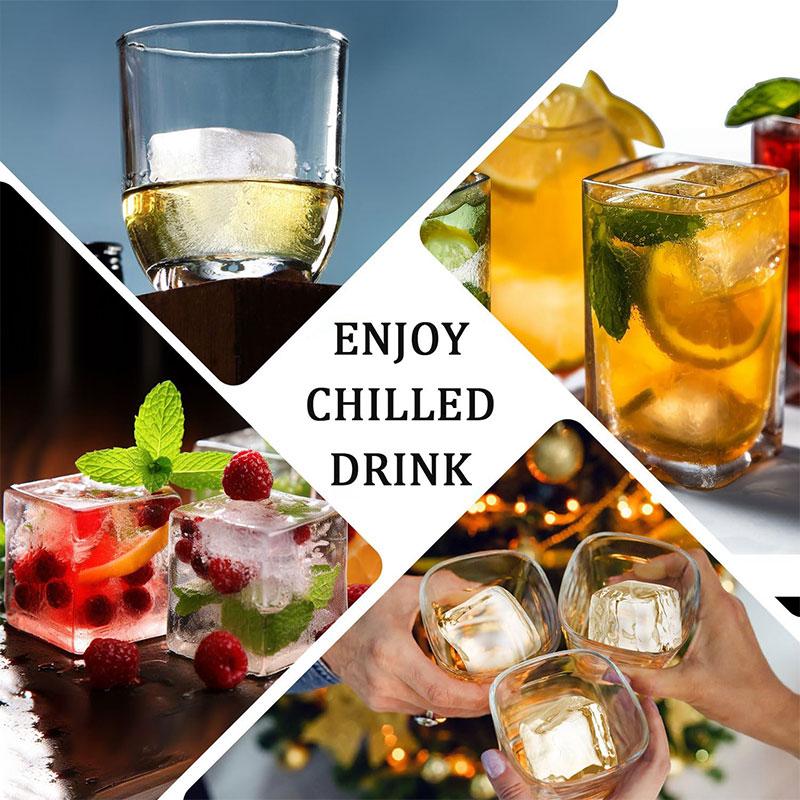 6/15 Grid Big Square Ice Cube Trays Flexible Silicone Ice Cube Molds with Lid Stackable Ice Cube Maker for Freezer Containers