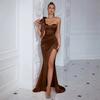 Neues europäisches und amerikanisches schulterfreies gespaltenes Kleid sexy Bandeau-Oberteil Abendkleid Kleid Damenbekleidung