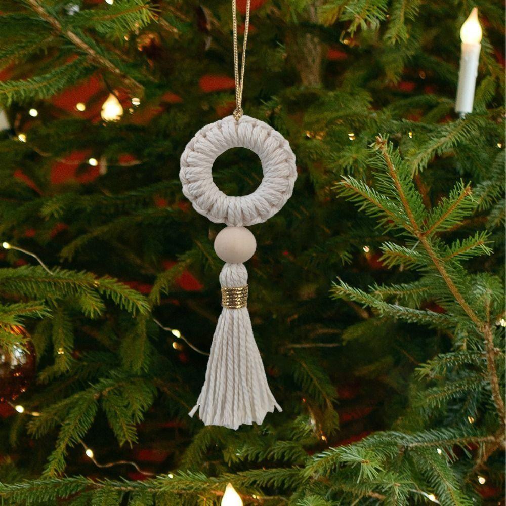 2pcs Handmade Christmas Tree Ornaments Cotton Rope Christmas Wreaths Pendant Creative New Year