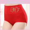 Celebratory Red High Waist Cotton Underwear With Golden Print For All Seasons