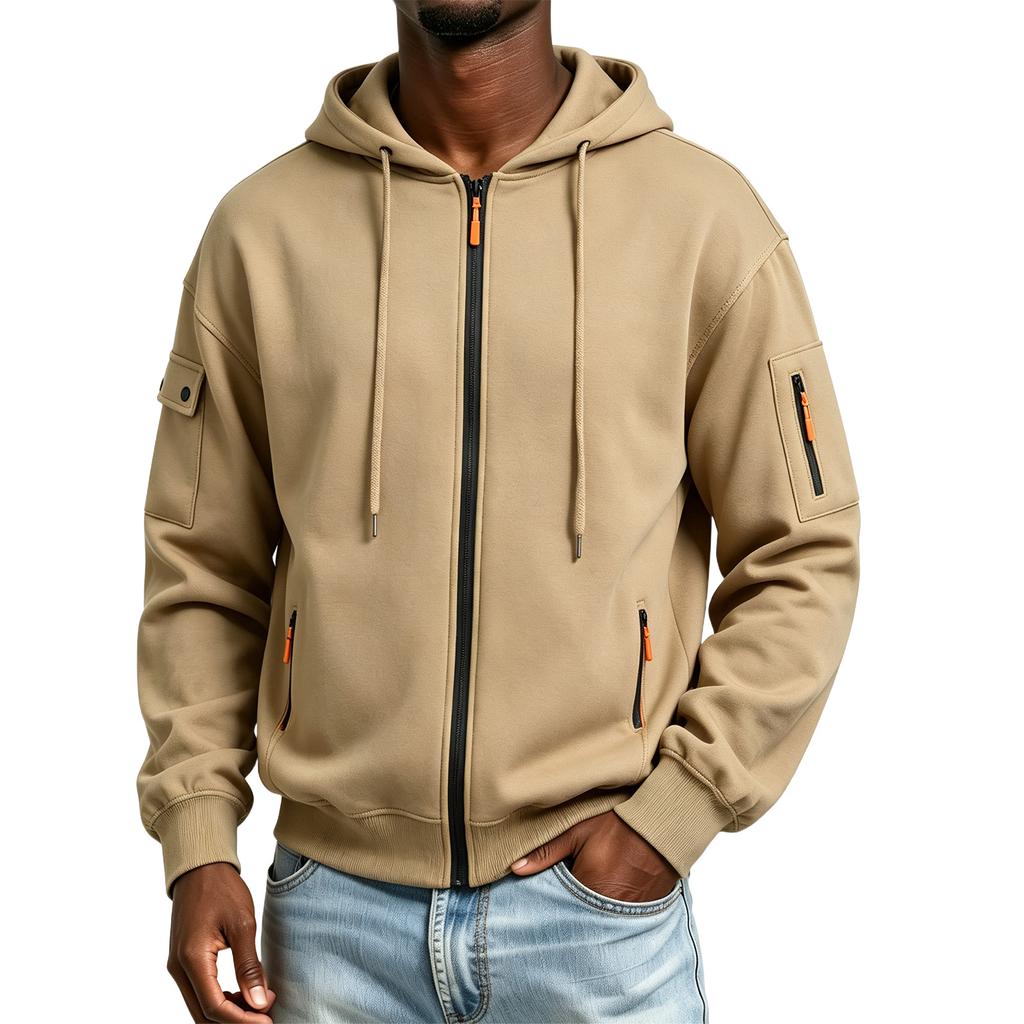 Men's Color Winter Hoodie with Zippered Pockets