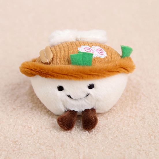 Plush Cartoon Ramen Bowl Toy with Ball Chain Stuffed Lamian Noodles Doll Keychain Pendant Bag Charm Backpack Hanging
