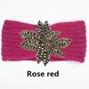 Crystal Beaded Flower Knit Headband For Women Winter Wool Ear Warmer Hairband Turban Headwrap Hair Accessories Bandeau