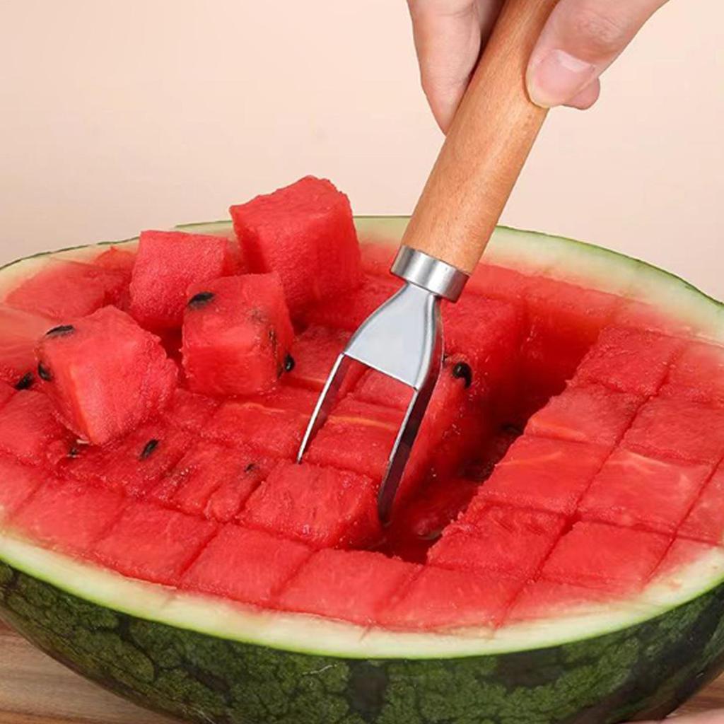 Wassermelonenschneider Slicer Edelstahl Wassermelonen Gabel Schneider 3 Stück Langlebiger Hacken Gadgets Küchenwerkzeuge Für Zuhause