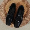 French Cross Strap Mid-heeled Shoes Small Square Toe Retro Women's Shoes Thick Heel Shallow Mouth High Heels