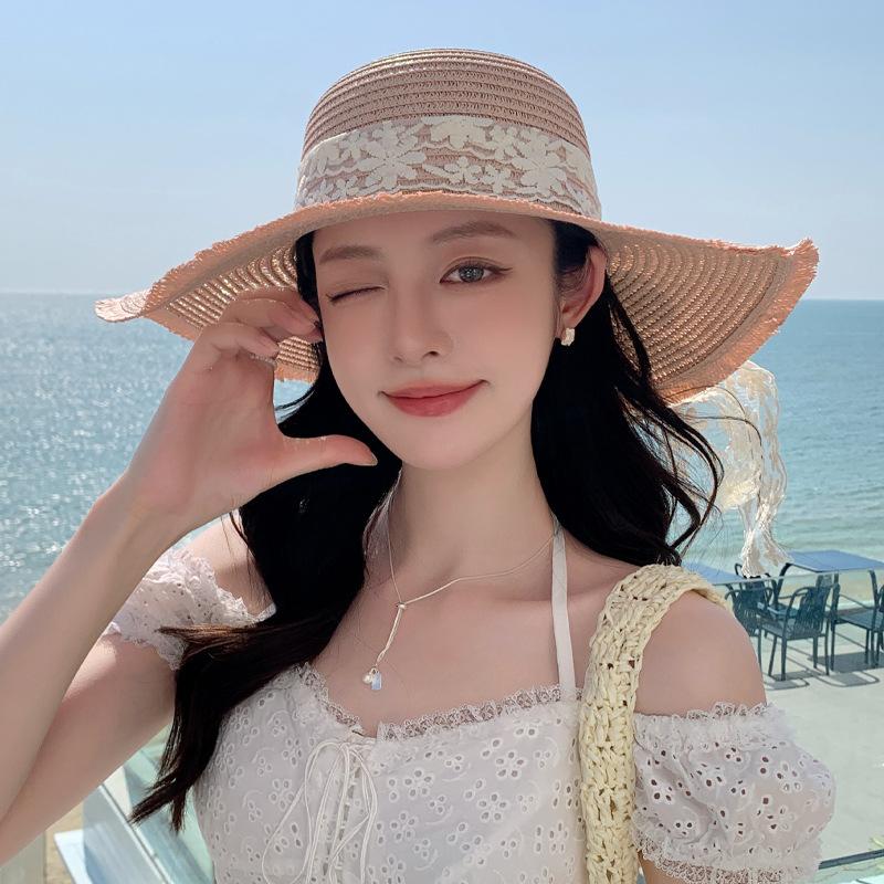 

Summer new sunshade sunscreen hat children s foreign-style high-end Lafite straw hat summer sun hat One Size