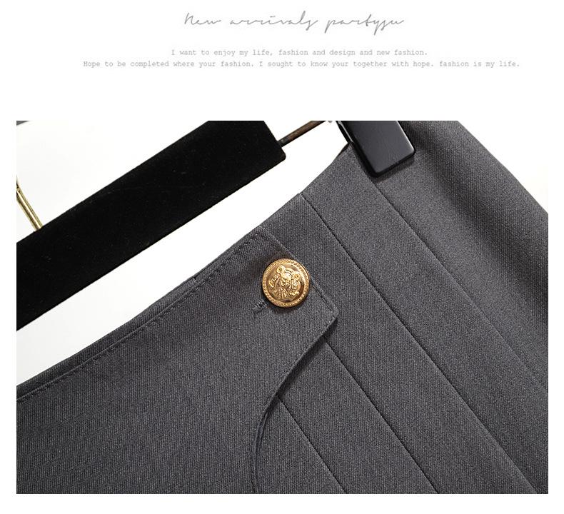 French Gray Irregular A-Line Pleated Midi Skirt - High Waist, Summer 2025