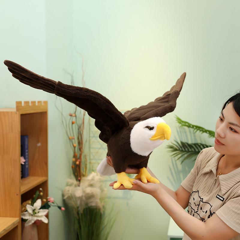 60/90cm Simulation Eagle Plush Doll Lifelike White Head Big Wings Bird Plush Toy Home Decoration Birthday Gift For Boys