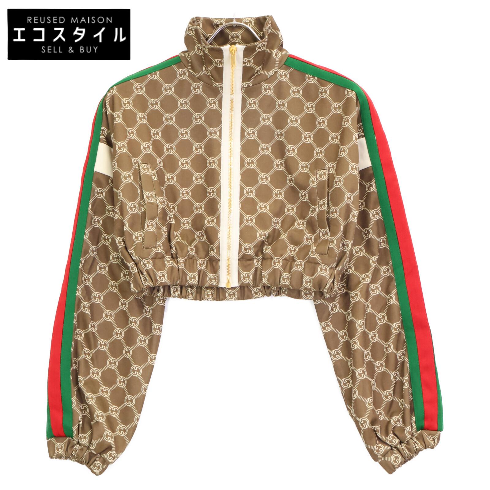 

GUCCI 671495 Brown Interlocking G Sherry Line Short Blouson Jacket Jacket XS Brown Beige Red GreenUsed