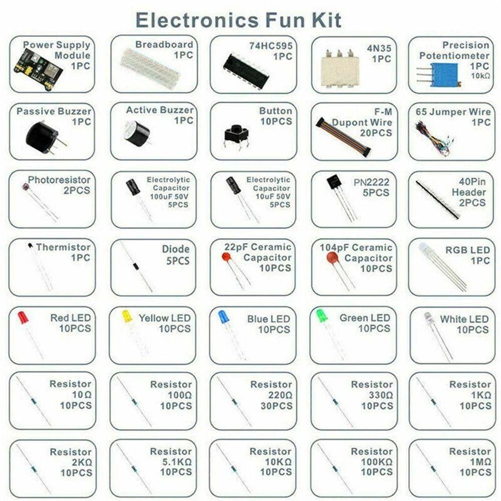 Breadboard Electronics Fun Kit Electronic Components Set Electronic DIY Kit Resistor Assorted Kit