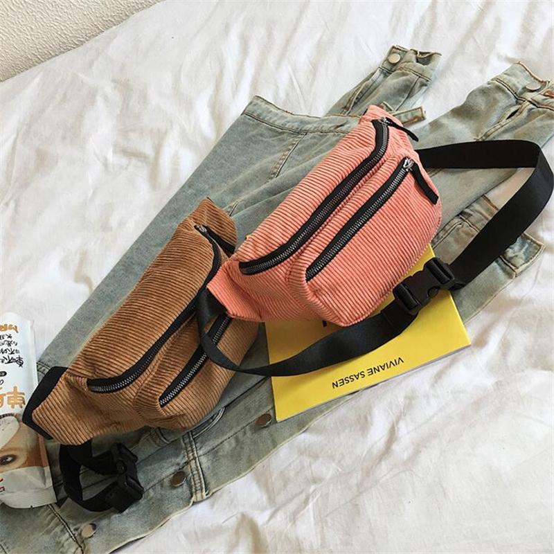 Buy Corduroy Waist Bag Designer Zipper Chest Bag Sport Travel Fanny