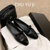 First Encounter Season Classic Color Matching Small Fragrant Style Bow Commuting Versatile Square Head Mary Jane Single Shoes