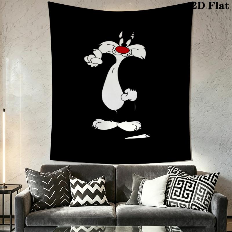 Sylvester the Cat Wall Tapestry Aesthetic Wall Hanging Printed Fabric Blanket Decorative Tapestries for Bedroom Living Room Home Decor