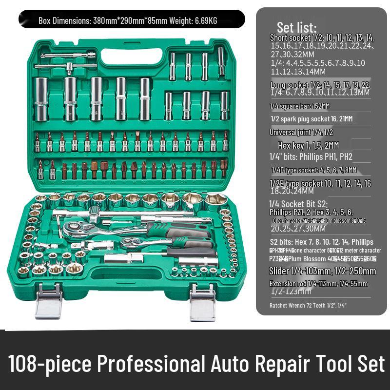 Car Repair Socket Wrench and Ratchet Set - Comprehensive Auto Repair and Maintenance Tool Set