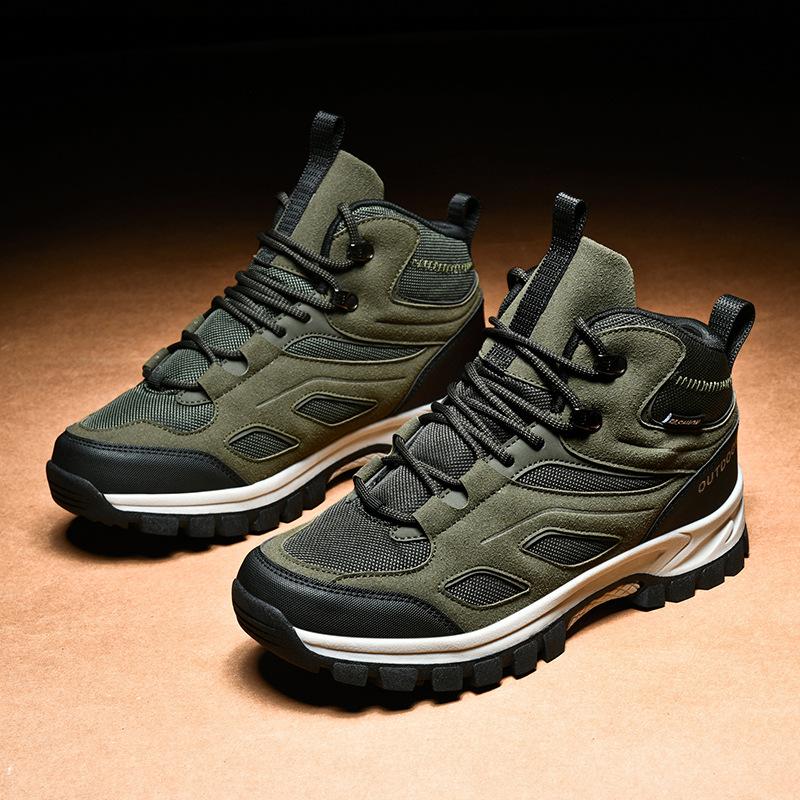 

Осень и зима новая мужская уличная обувь для хайкинга большого размера молодежная спортивная и повседневная обувь на шнуровке 48 зелёный