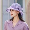 Portable Floral Fisherman Hat Breathable Sunscreen Basin Hat Thin Bow Sunshade Cap  Women