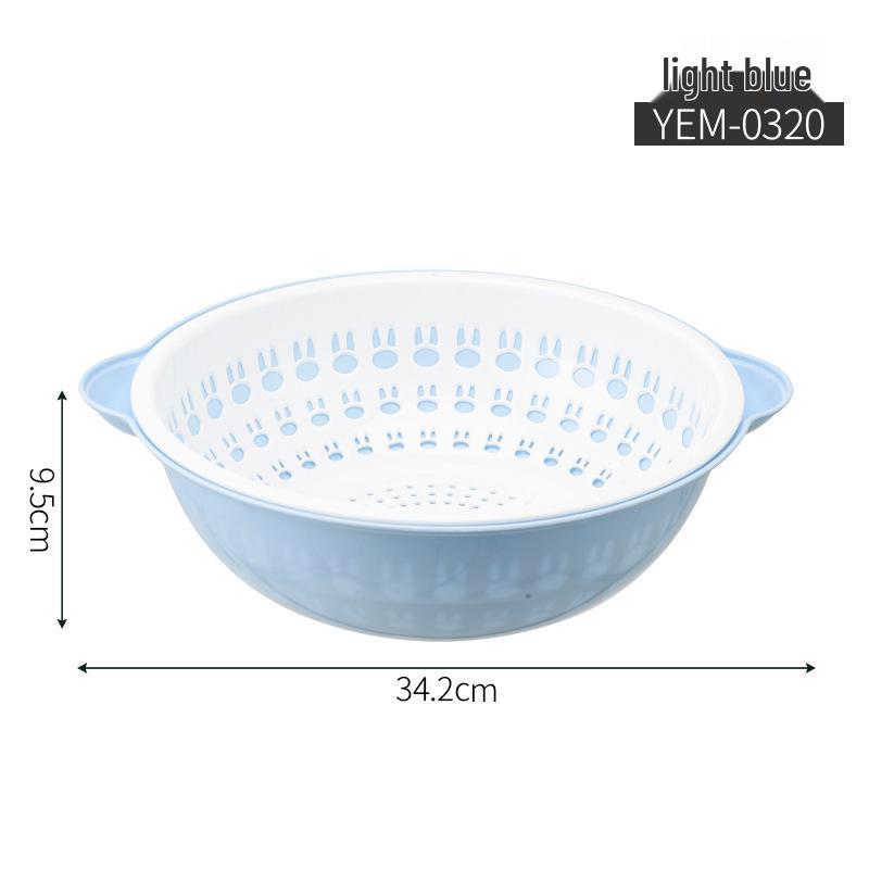 Double-Layer Round Drain Basket: Kitchen Plastic Rice & Vegetable Washing Basin