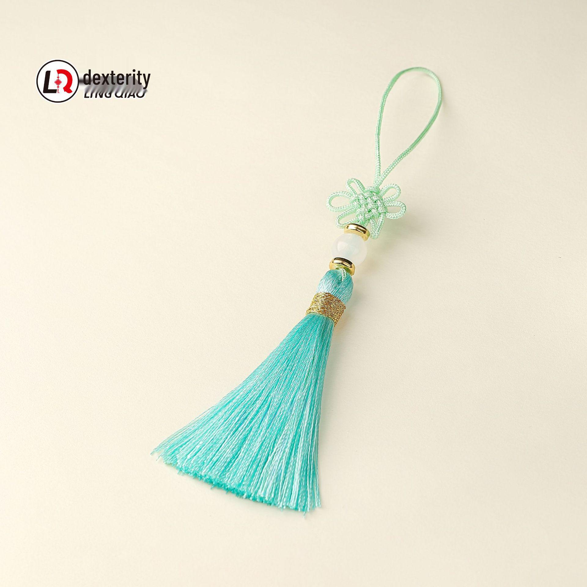 Jade Thread Chinese Knot Tassel: Handmade Nylon Bookmark, Phone Pendant, Headdress, and Hanfu Sachet Ornament