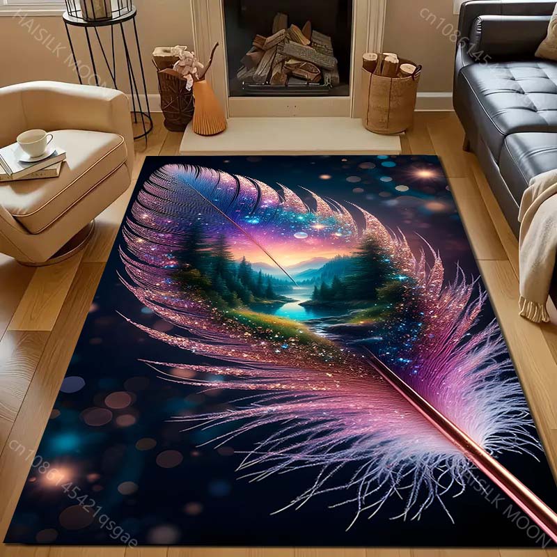 

Creative Feather World Pattern Carpet for Bedroom Living Room Bedside Sofa Floor Mat Modern Home Decor Area Rug Fast Shipping 40x60cm (16x24in)