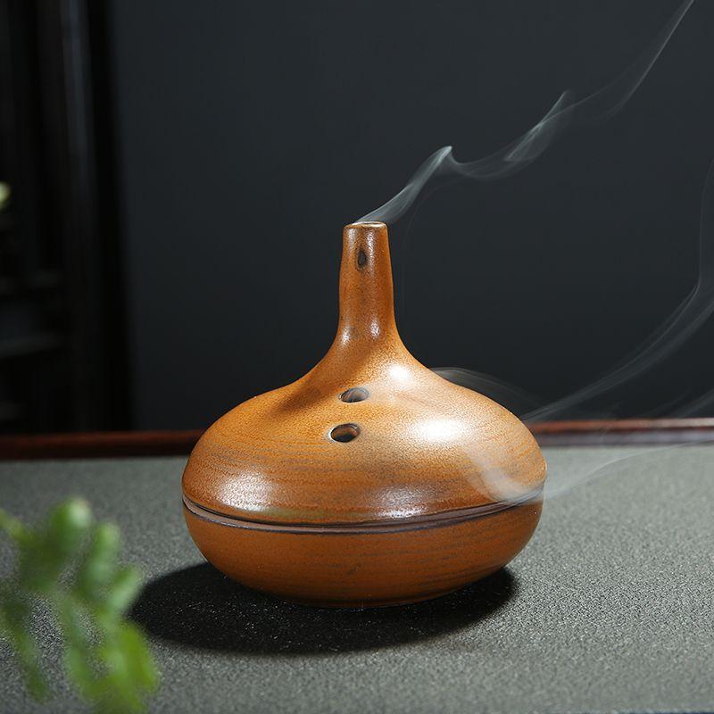 Ceramic Incense Burner, Retro Style, Home Living Room Bedroom Indoor Sandalwood, Hall Offering Buddha Tea Ceremony Censer, 1Pc