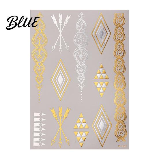 Decorative Body Art Decals Golden Silver-color Metallic Tattoo Sticker for Women Girls Temporary Tattoos Face Arm Decoration Waterproof Fake