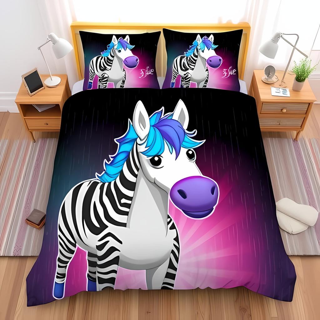 Comforter Whimsical Zebra Print White Playful Bedroom Suitable Children Boys And Girls Warm And Comfortable