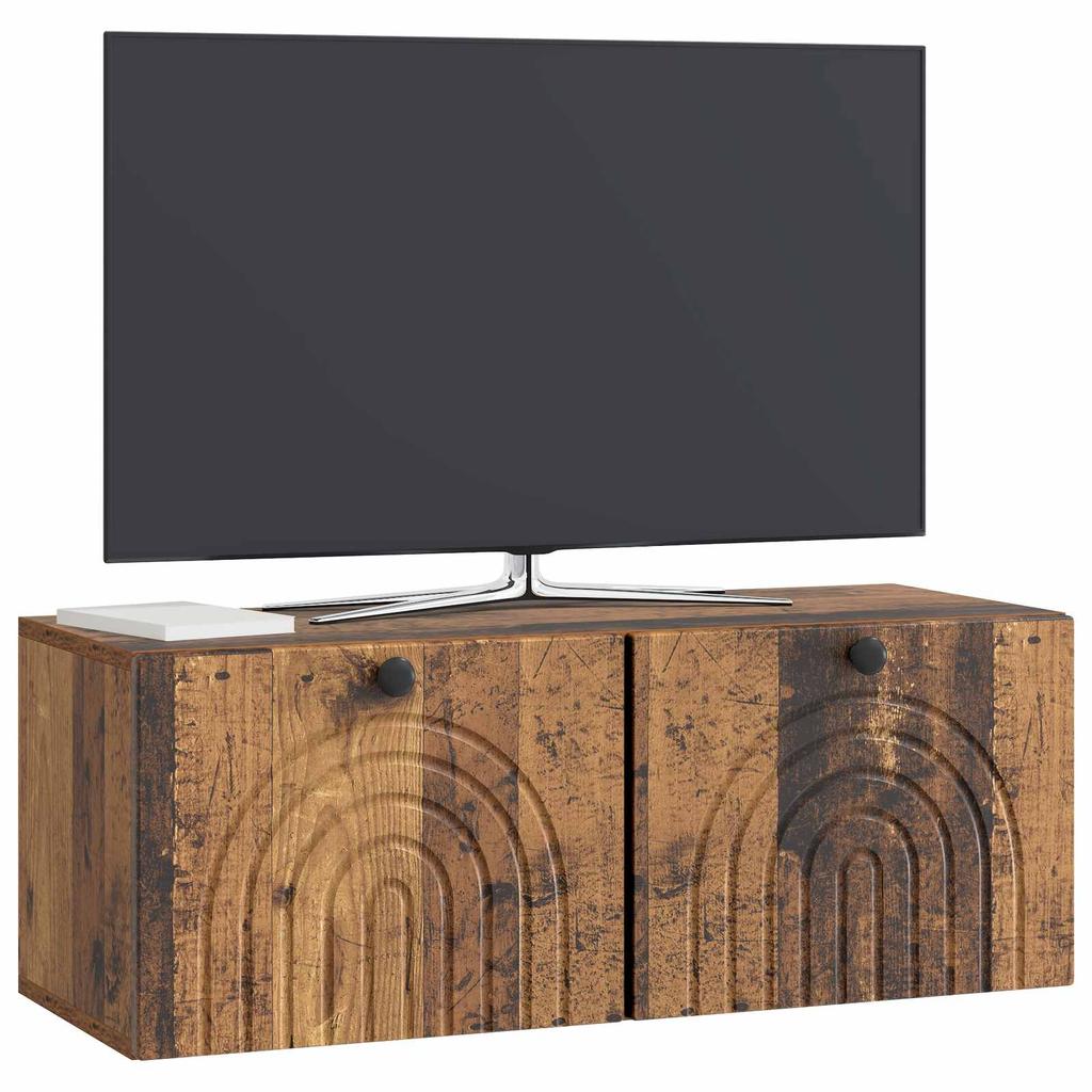Wall Mounted TV Cabinet Reclaimed Wood Look 78.5 X 31 X 30 Cm