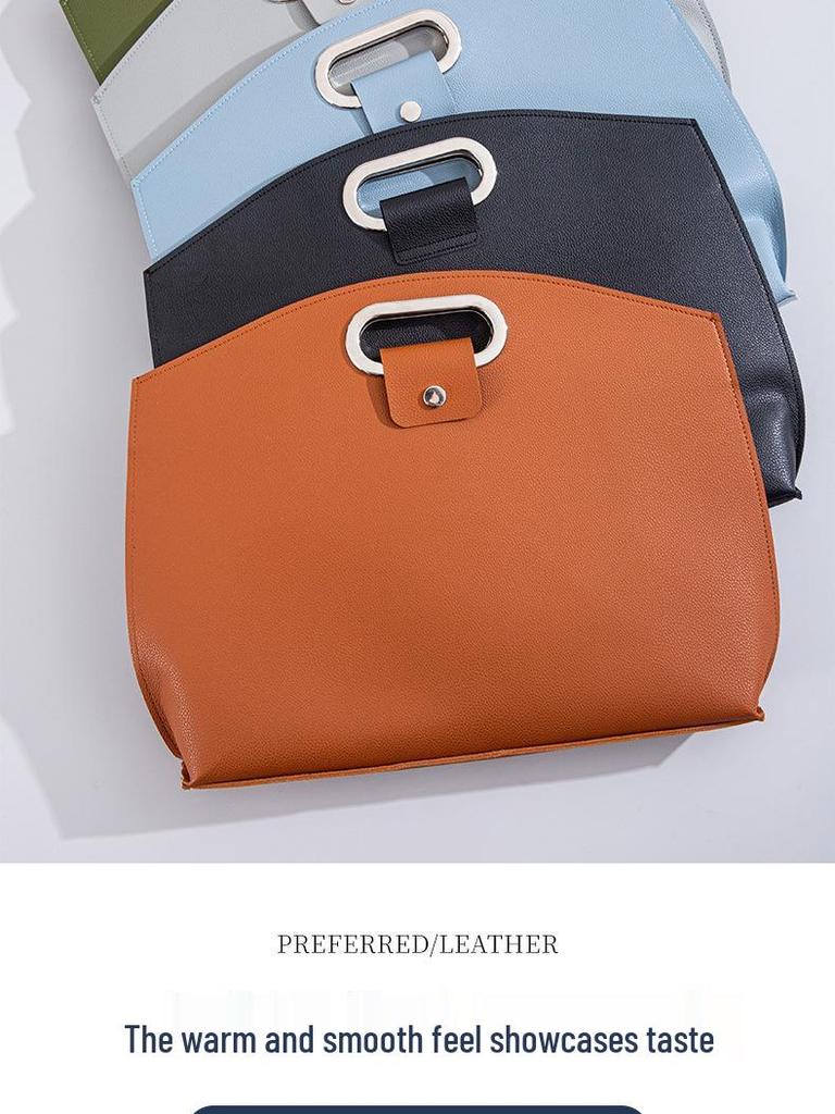 Premium Leather Handbag for 16" Tablet/Laptop, Business, Large Capacity, Document/File Storage