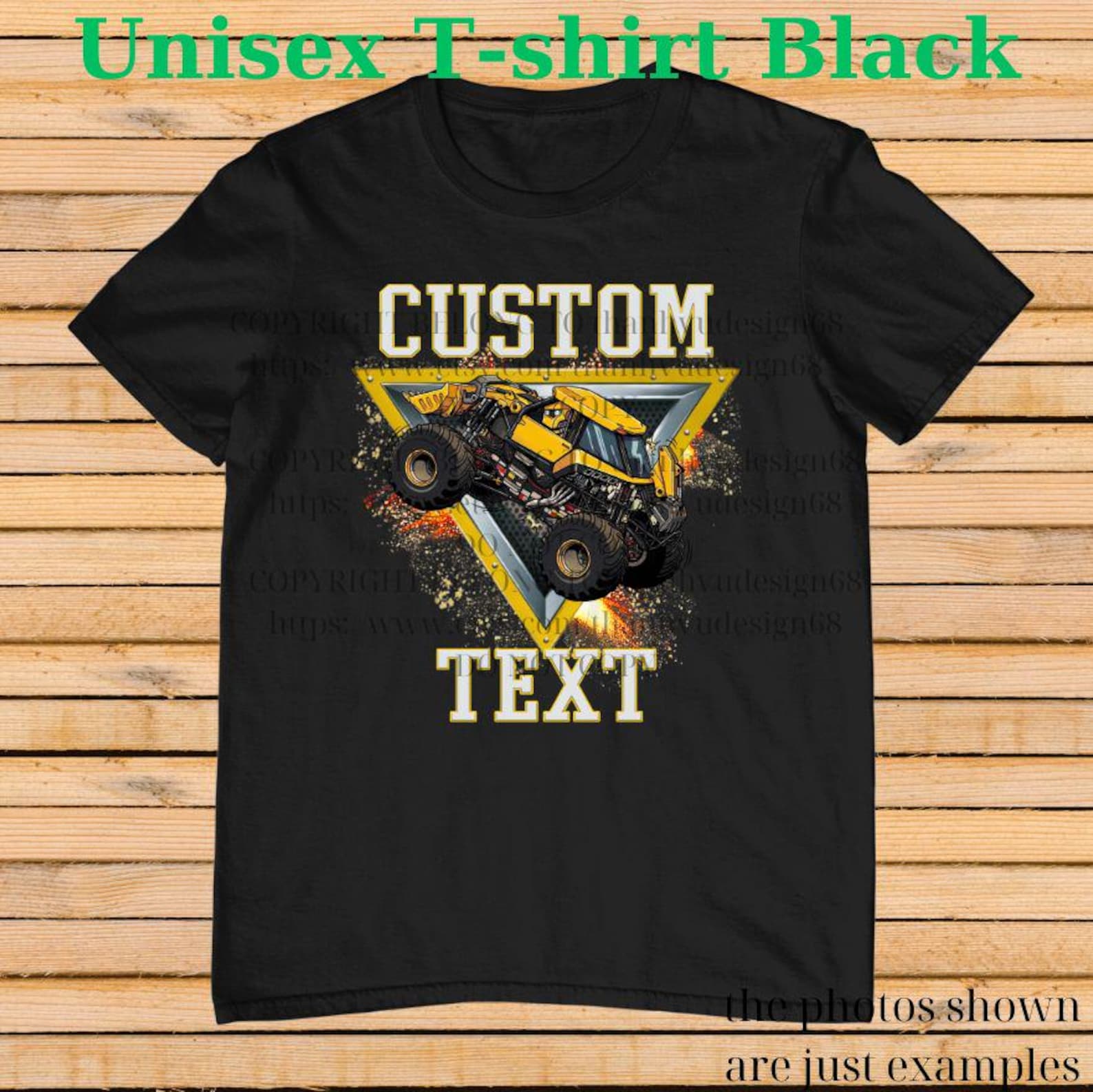 Retro Monster Truck Shirt – Custom Text Tee, Personalized Monster Jam Birthday Gift for Kids & Adults, Customizable Truck Design #15 100