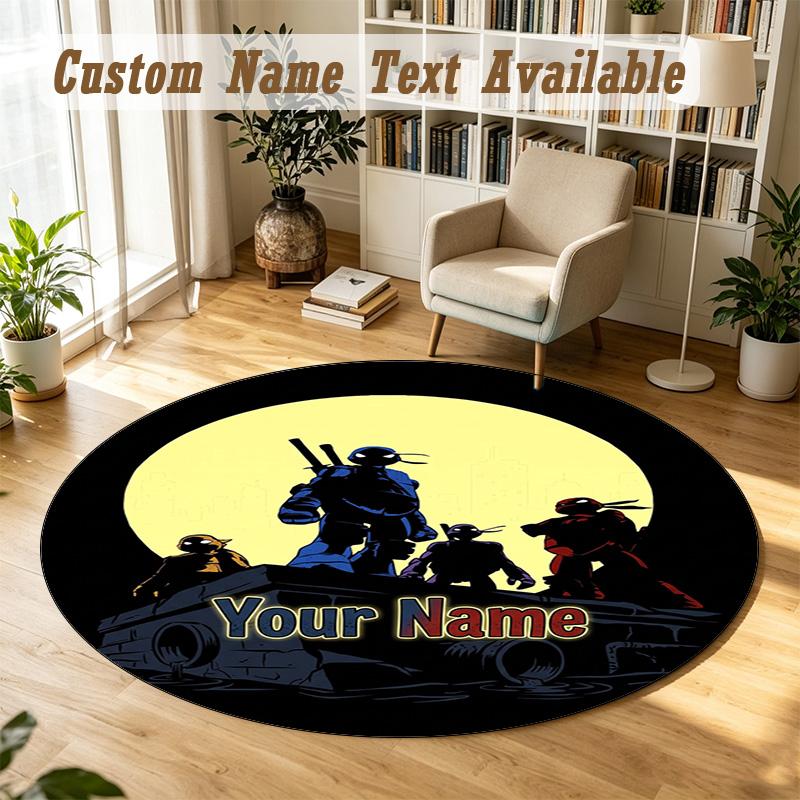 Round Rug Custom NameTeenage Mutant Ninja Turtles Pattern Non Slip Carpet Home Floor Decor