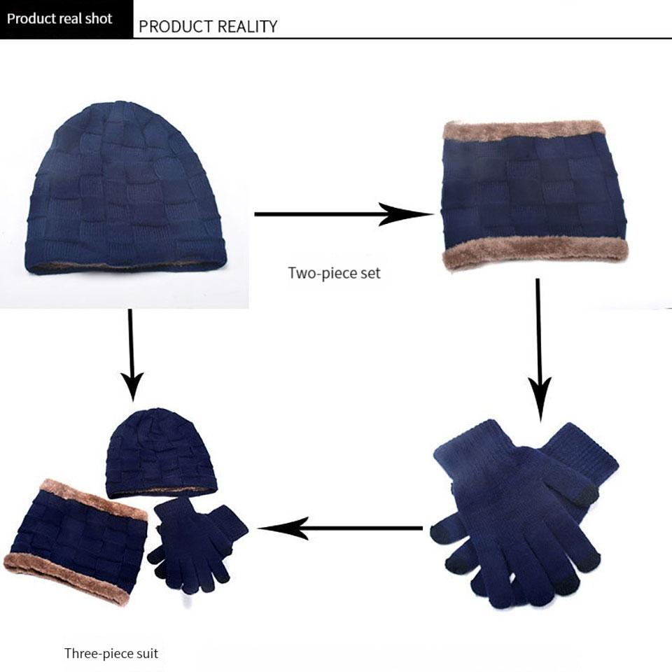 Getinfit Pullover Cap Two-Piece Set Hat Neck Scarf Gloves Men Outdoor Warmth Windproof Neck-Protecting Hood Adding Fleece Ski